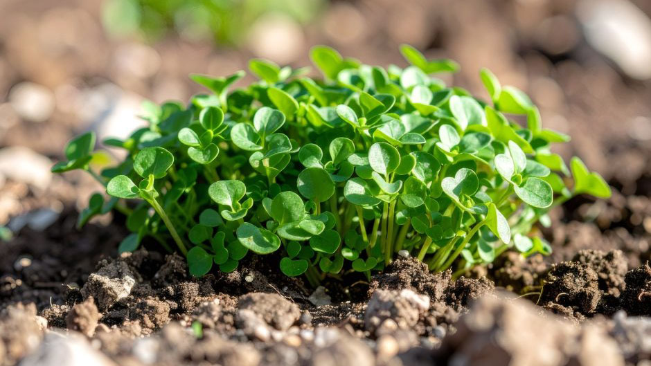 Pennycress growing from the ground