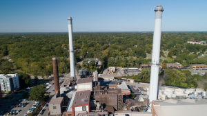 Aerial view of the University of Missouri power plant