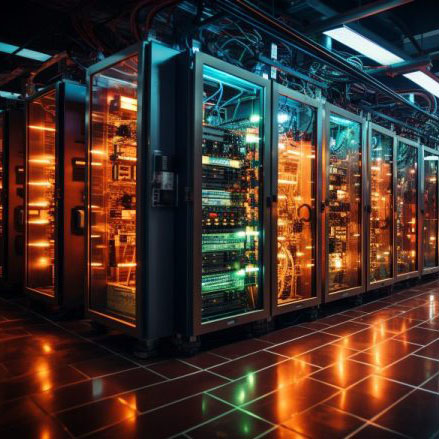 A large amount of servers in a data center