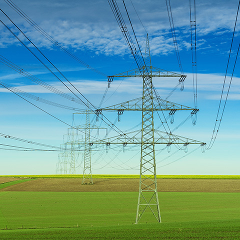 Power lines over field
